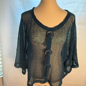 Noelle Blue Open-Knit with Cropped Style and Sequins in the Fabric